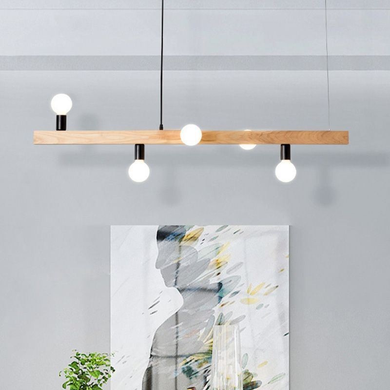 Lustre japonais en bois à suspension moléculaire
