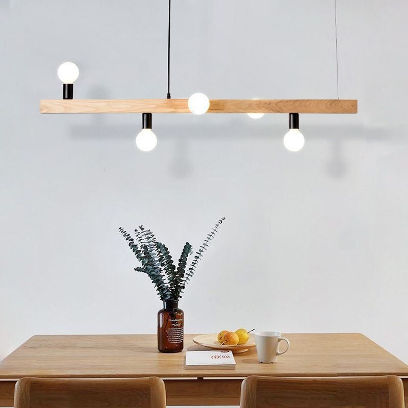 Lustre japonais en bois à suspension moléculaire