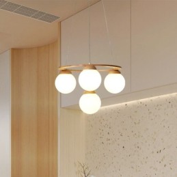 Lustre japonais en bois, suspension moléculaire