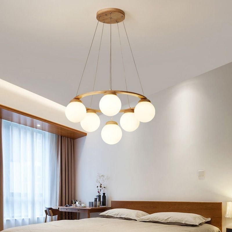 Lustre japonais en bois, suspension moléculaire
