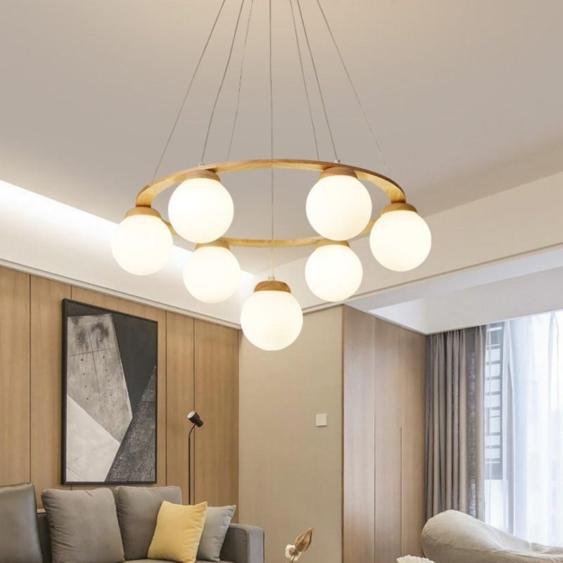 Lustre japonais en bois, suspension moléculaire