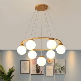 Lustre japonais en bois, suspension moléculaire