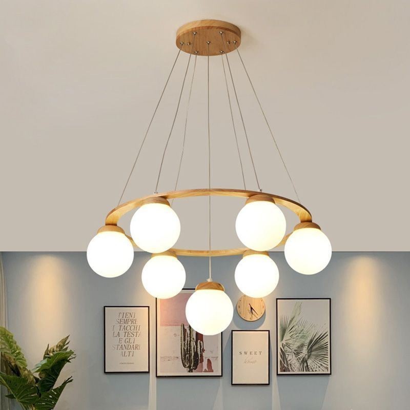 Lustre japonais en bois, suspension moléculaire