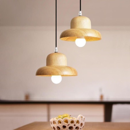 Suspension japonaise en bois avec chapeau Suspension japonaise en bois avec chapeau