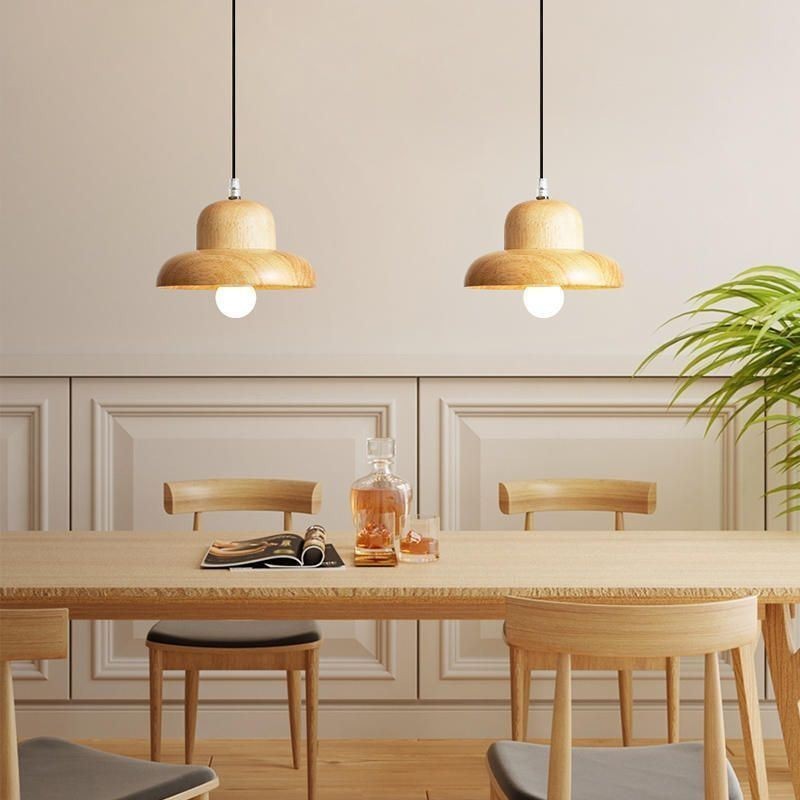 Suspension japonaise en bois avec chapeau
