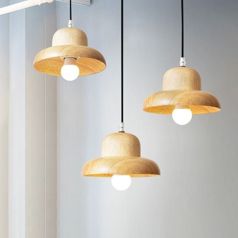 Suspension japonaise en bois avec chapeau