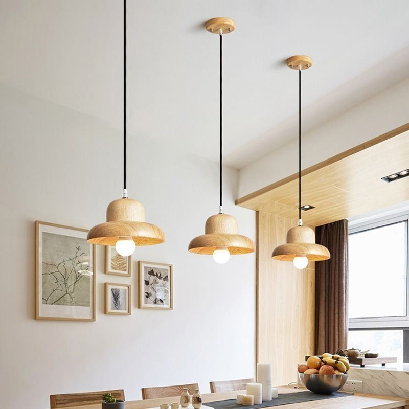 Suspension japonaise en bois avec chapeau