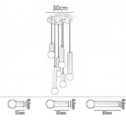 Suspension japonaise en bois à 6 lumières
