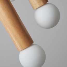 Suspension japonaise en bois à 6 lumières