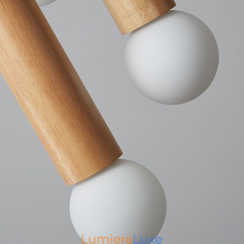 Suspension japonaise en bois à 6 lumières