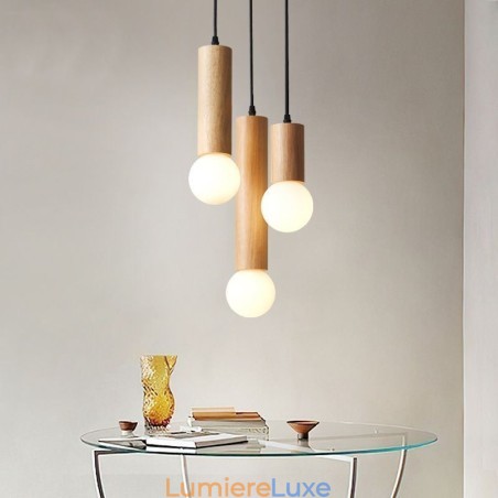 Suspension japonaise en bois à 3 lumières Suspension japonaise en bois à 3 lumières