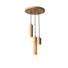 Suspension japonaise en bois à 3 lumières