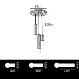 Suspension japonaise en bois à 3 lumières