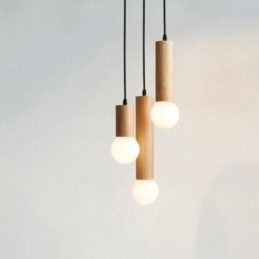 Suspension japonaise en bois à 3 lumières