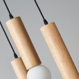 Suspension japonaise en bois à 3 lumières
