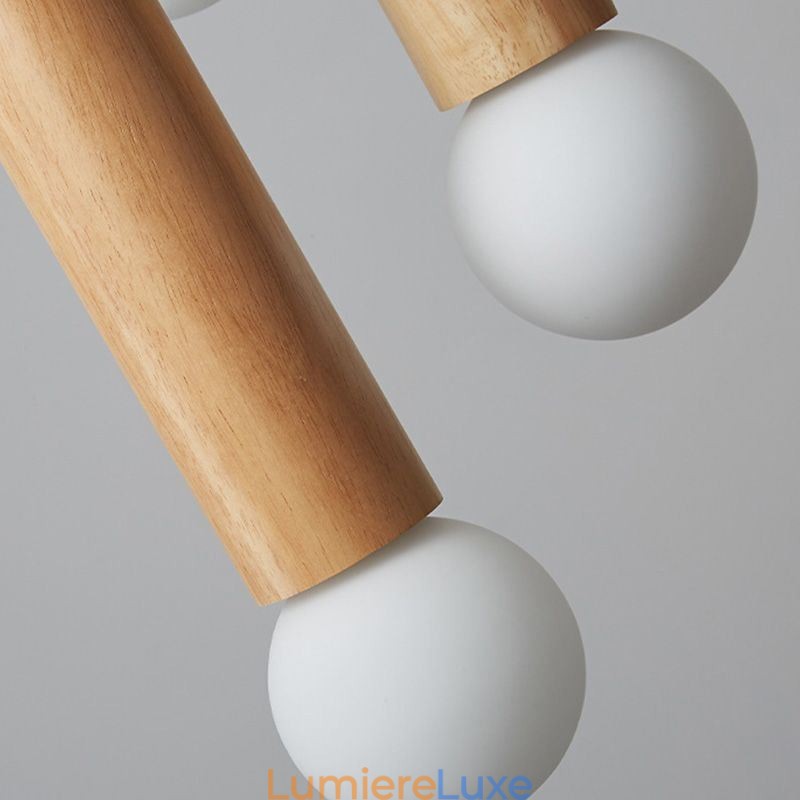 Suspension japonaise en bois à 3 lumières