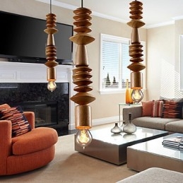 Lustre Mini Style Traditionnel Classique Bois Bambou