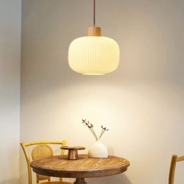 Suspension japonaise en bois et lanterne en verre