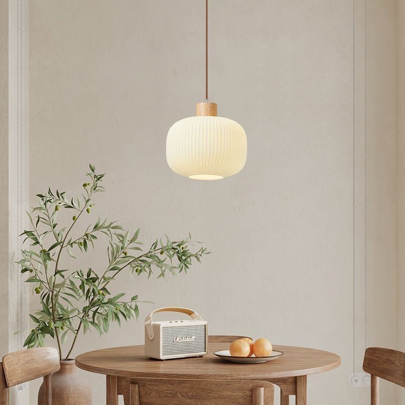 Suspension japonaise en bois et lanterne en verre