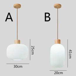 Suspension japonaise en bois et lanterne en verre