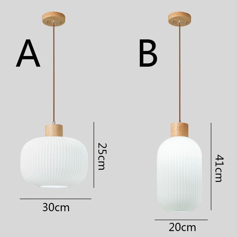 Suspension japonaise en bois et lanterne en verre