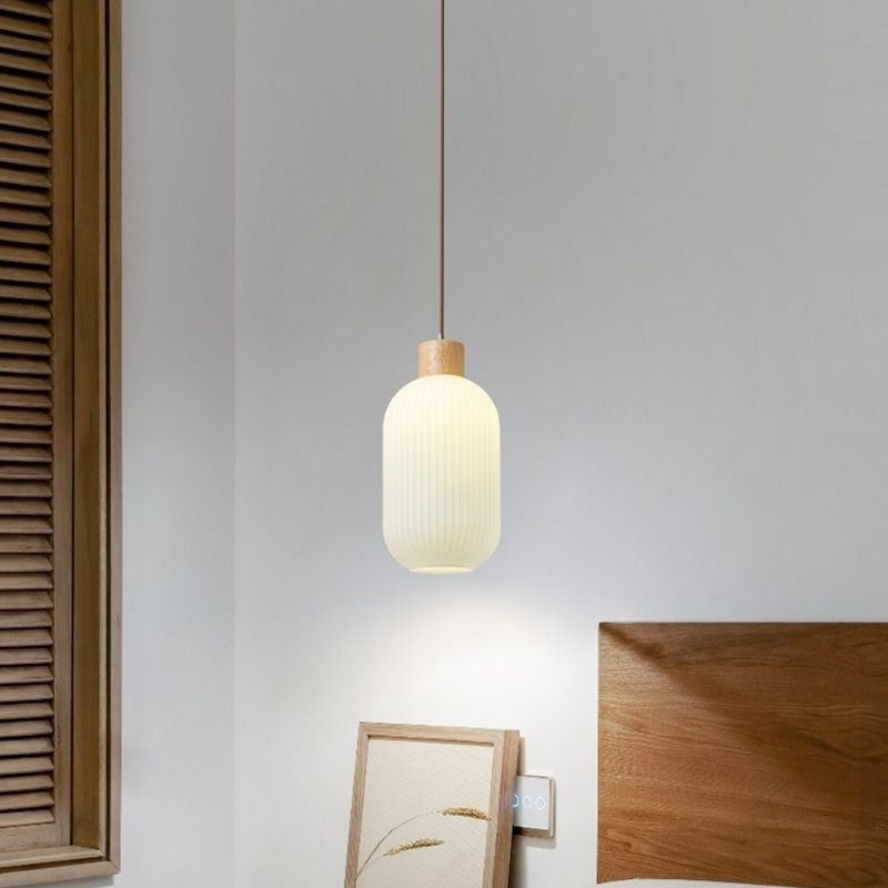 Suspension japonaise en bois et lanterne en verre