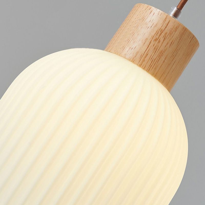 Suspension japonaise en bois et lanterne en verre