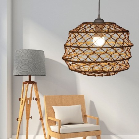 Suspension pastorale moderne, suspension créative en rotin avec abat-jour pliable Suspension pastorale moderne, suspension créative en rotin avec abat-jour pliable