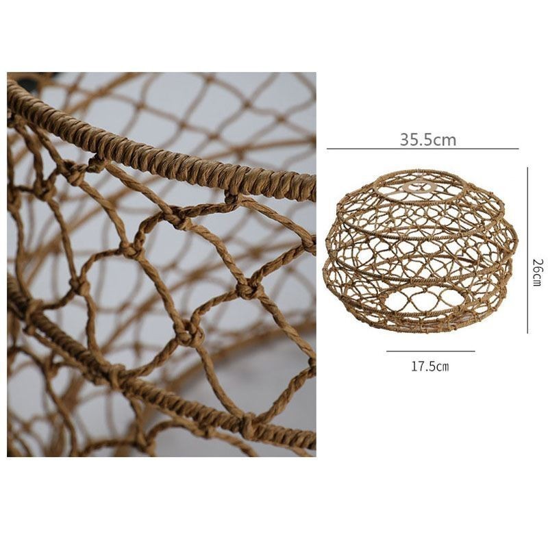 Suspension pastorale moderne, suspension créative en rotin avec abat-jour pliable