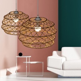 Suspension pastorale moderne, suspension créative en rotin avec abat-jour pliable
