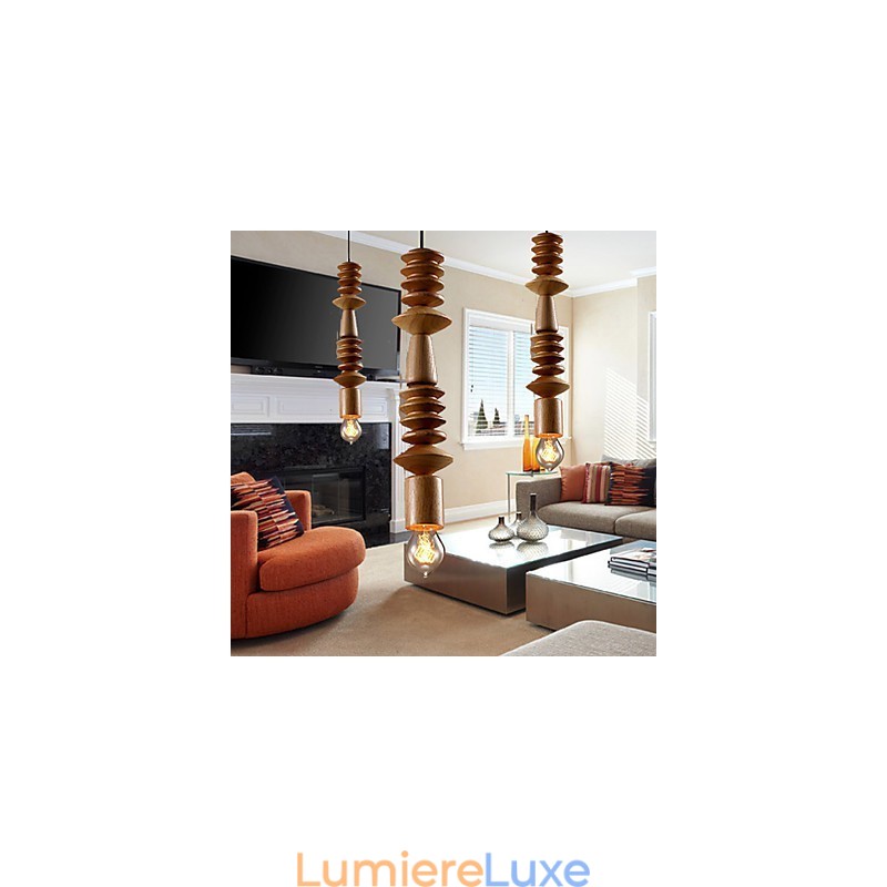 Lustre Mini Style Traditionnel Classique Bois Bambou