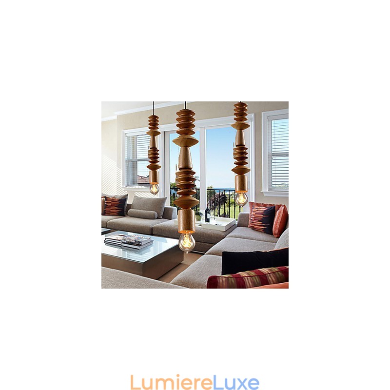 Lustre Mini Style Traditionnel Classique Bois Bambou