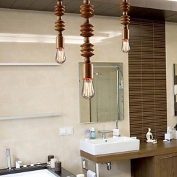 Lustre Mini Style Traditionnel Classique Bois Bambou