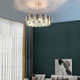 Lustre européen en fer et feuille de verre créatif