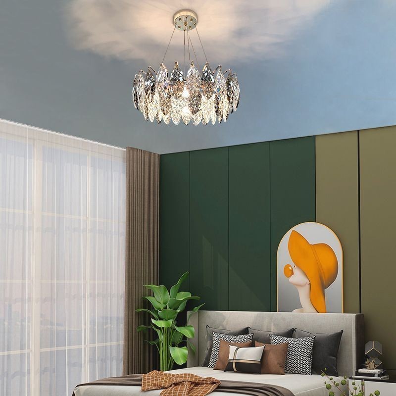 Lustre européen en fer et feuille de verre créatif