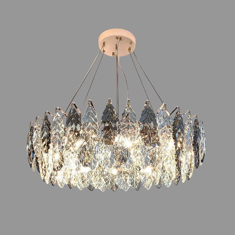 Lustre européen en fer et feuille de verre créatif