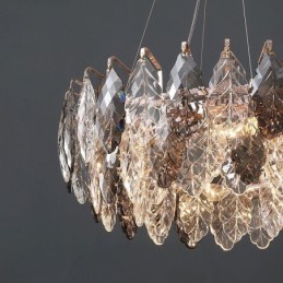 Lustre européen en fer et feuille de verre créatif