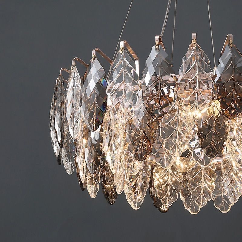 Lustre européen en fer et feuille de verre créatif