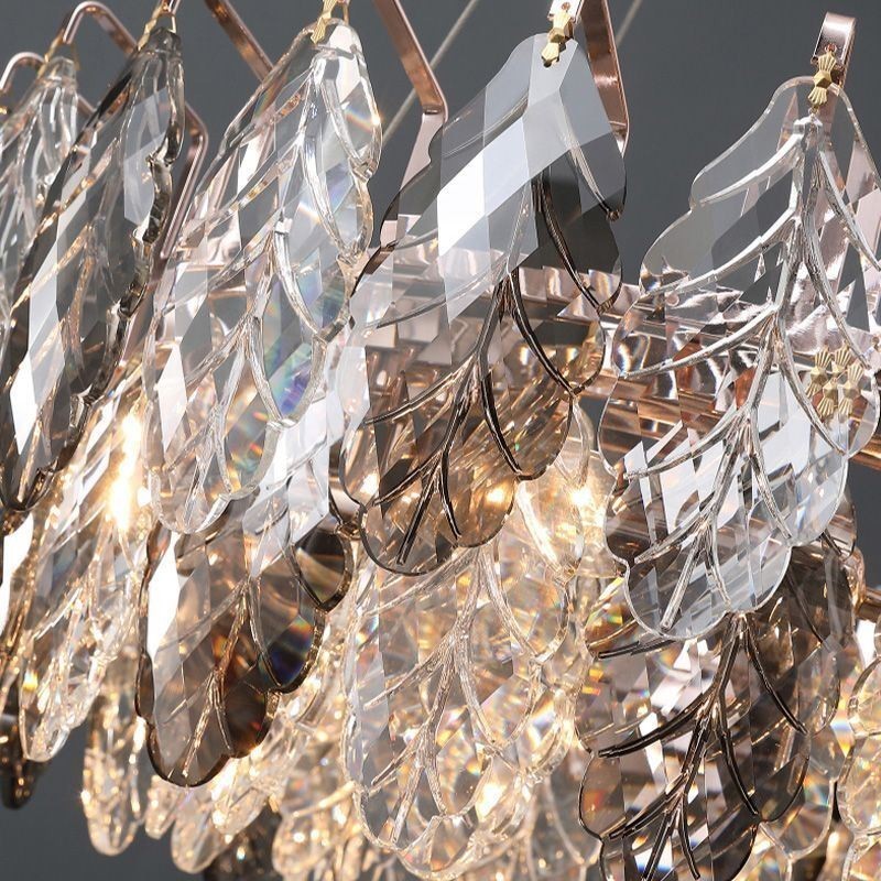 Lustre européen en fer et feuille de verre créatif