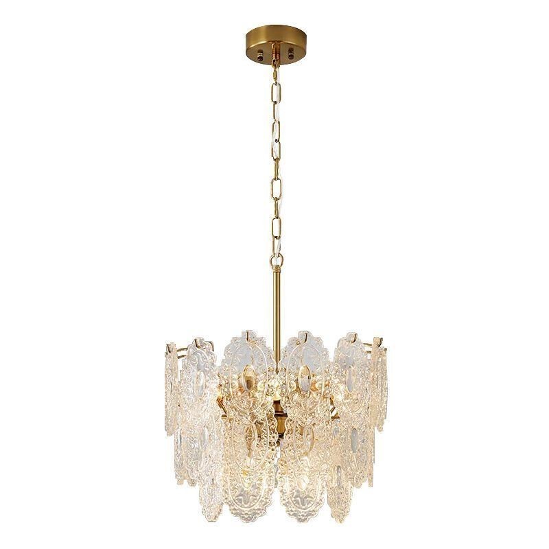 Lustre suspendu moderne en verre, décoration en bronze et or