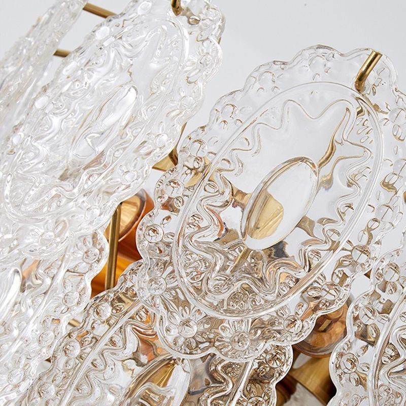 Lustre suspendu moderne en verre, décoration en bronze et or