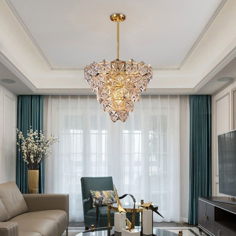Lustre européen en verre moderne en forme de cône