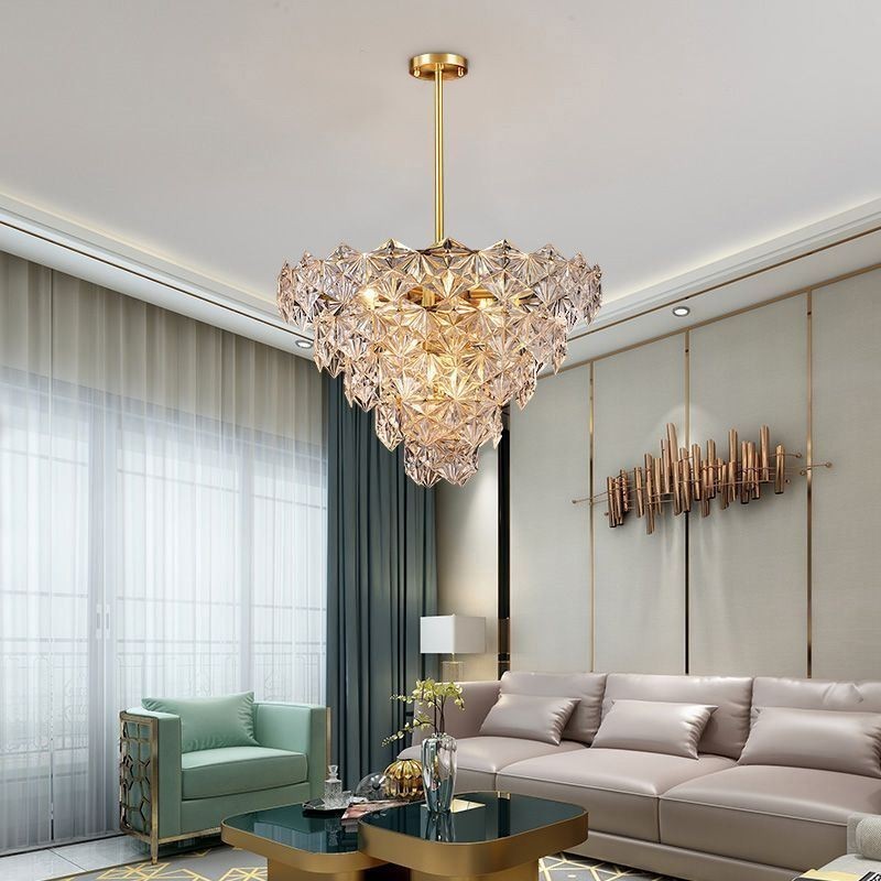 Lustre européen en verre moderne en forme de cône