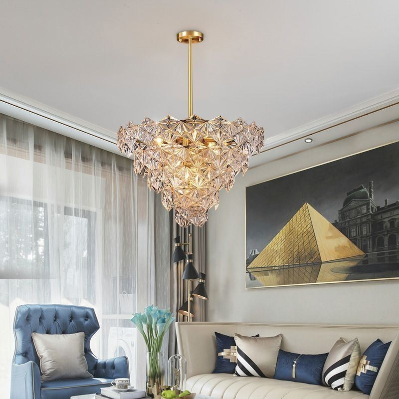 Lustre européen en verre moderne en forme de cône