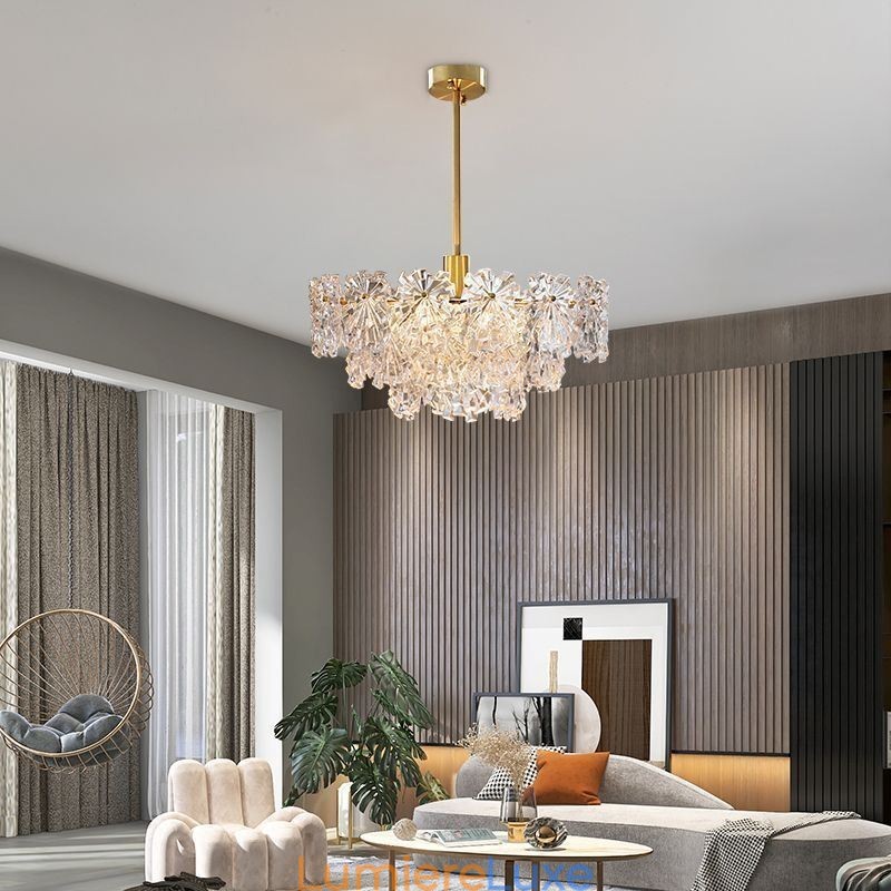 Lustre suspendu de luxe en verre pour décoration d'intérieur