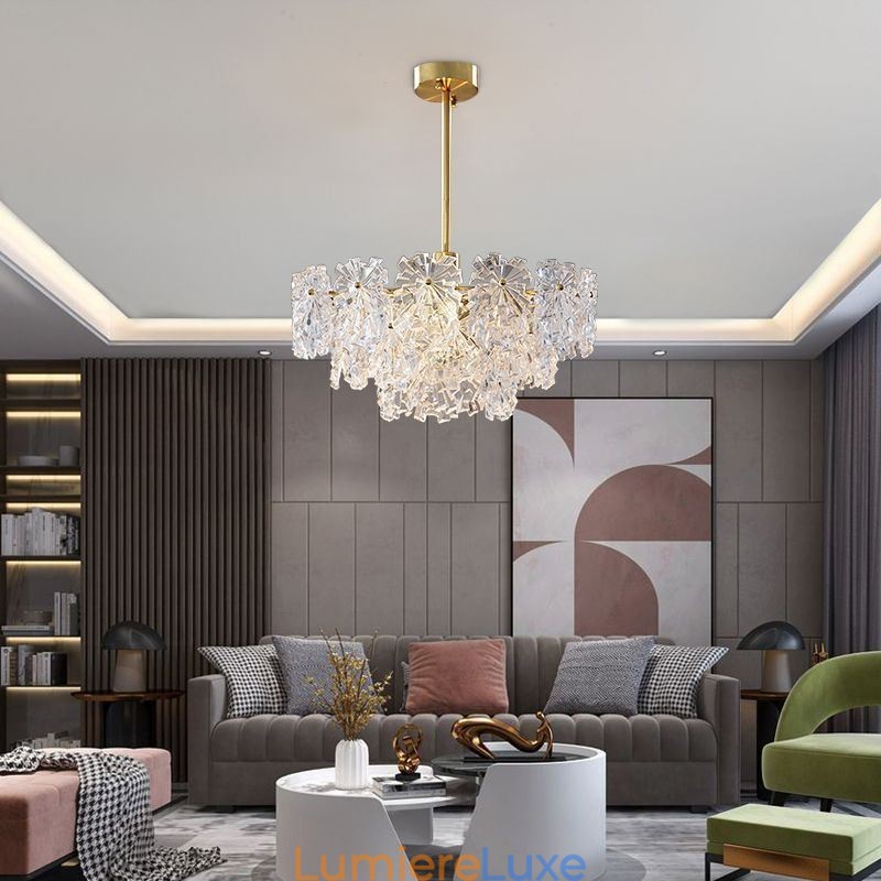 Lustre suspendu de luxe en verre pour décoration d'intérieur