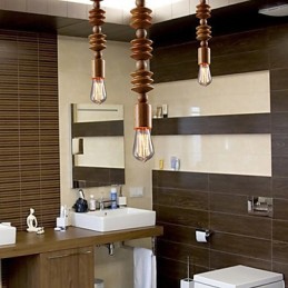 Lustre Mini Style Traditionnel Classique Bois Bambou