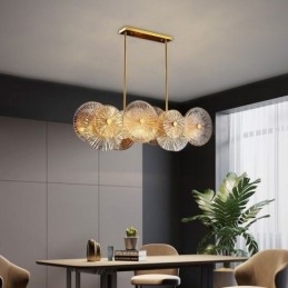Lustre moderne à disque étincelant, lampe suspendue en verre à motif de feu d'artifice, éclairage décoratif pour la maison