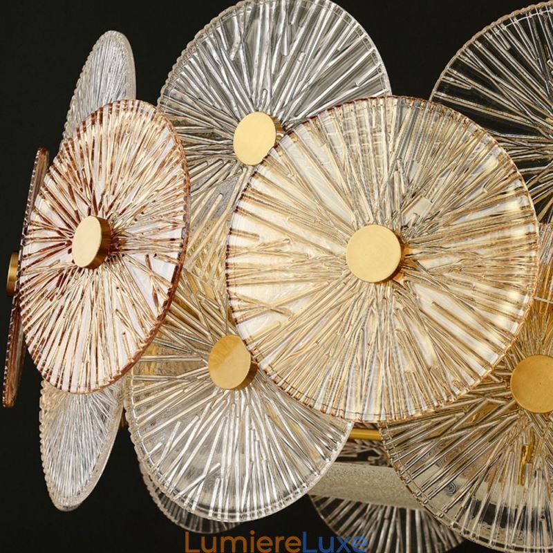 Lustre moderne à disque étincelant, lampe suspendue en verre à motif de feu d'artifice, éclairage décoratif pour la maison