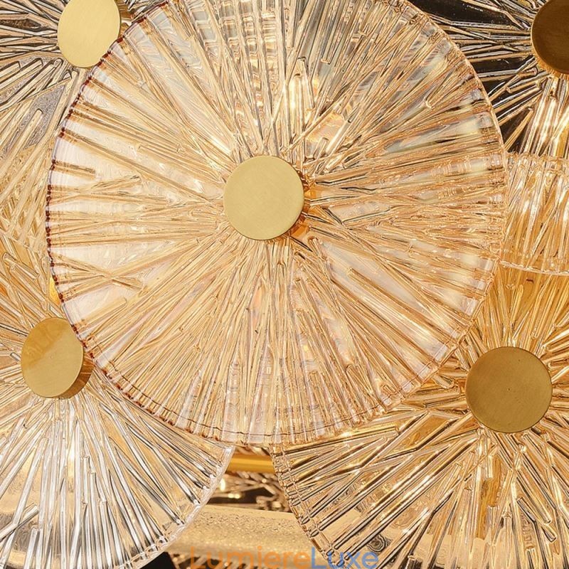 Lustre moderne à disque étincelant, lampe suspendue en verre à motif de feu d'artifice, éclairage décoratif pour la maison